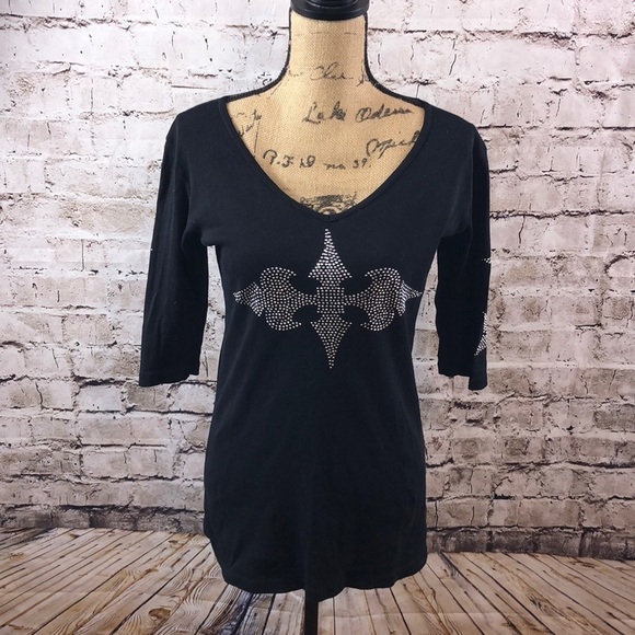 Avanguard USA Tops - Avanguard USA Black Embroidered Blouse Women XL